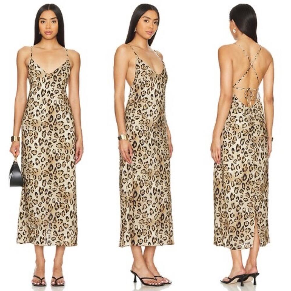 PQ REVOLVE $159 Amelia Leopard Slip Dress XS-S EUC